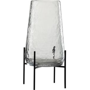 J-Line vase Sur Pied Irregulier - verre - transparent/noir - large - Ø 18 cm