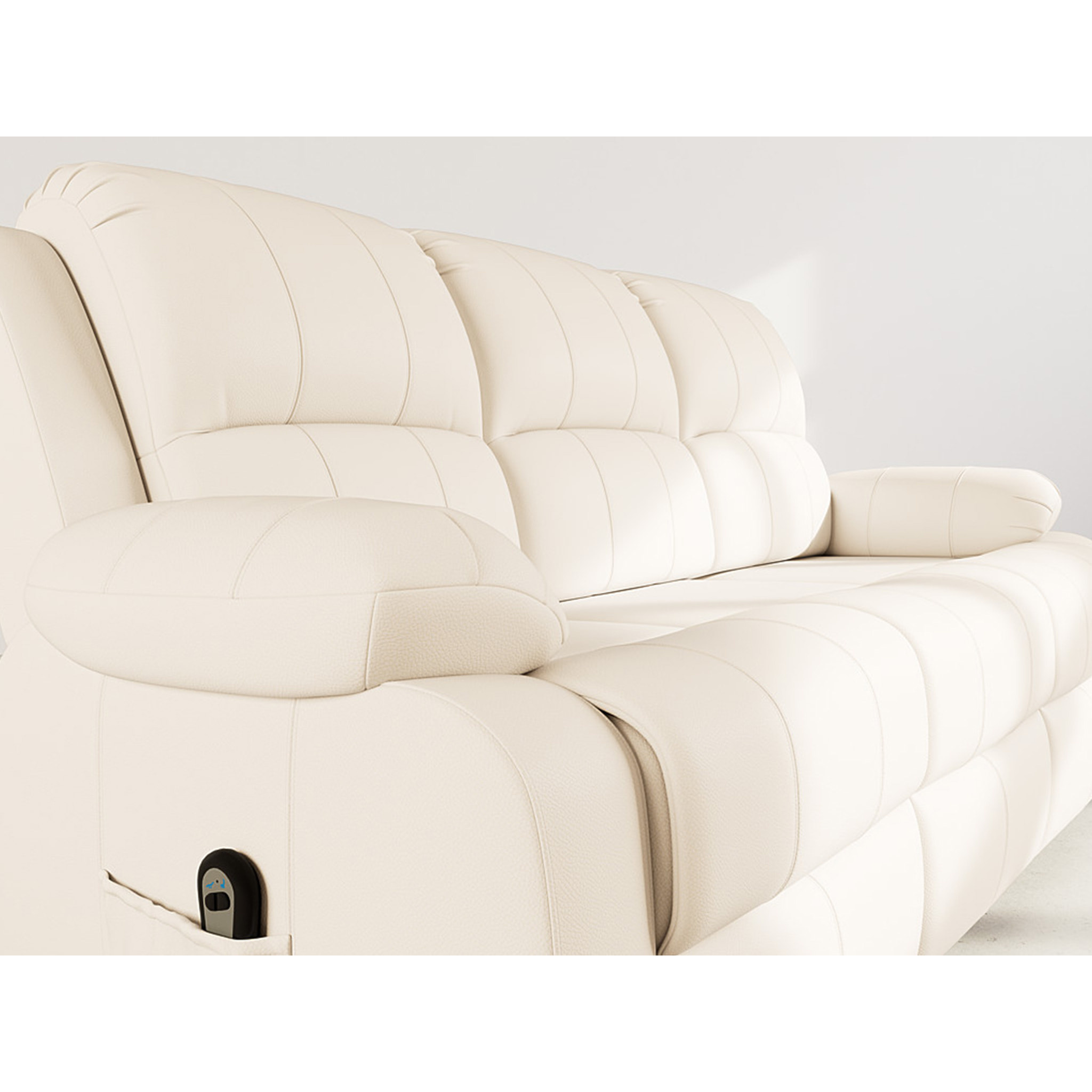 Armand - Canapé 3 places relax électrique en simili - Beige