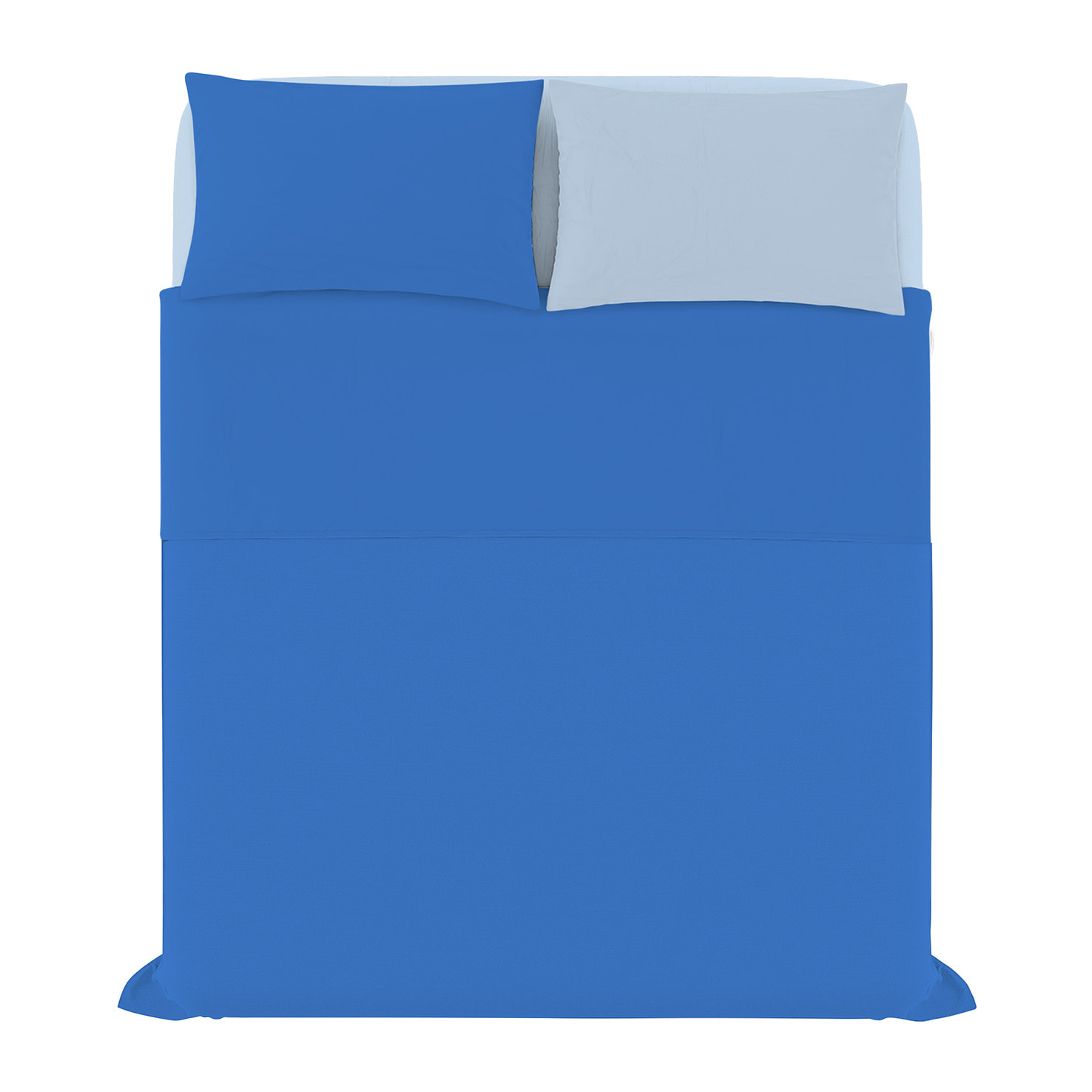 COMPLETO LETTO NATURAL COLOR, 100% Cotone, Made in Italy - BLU ROYAL/AZZURRO