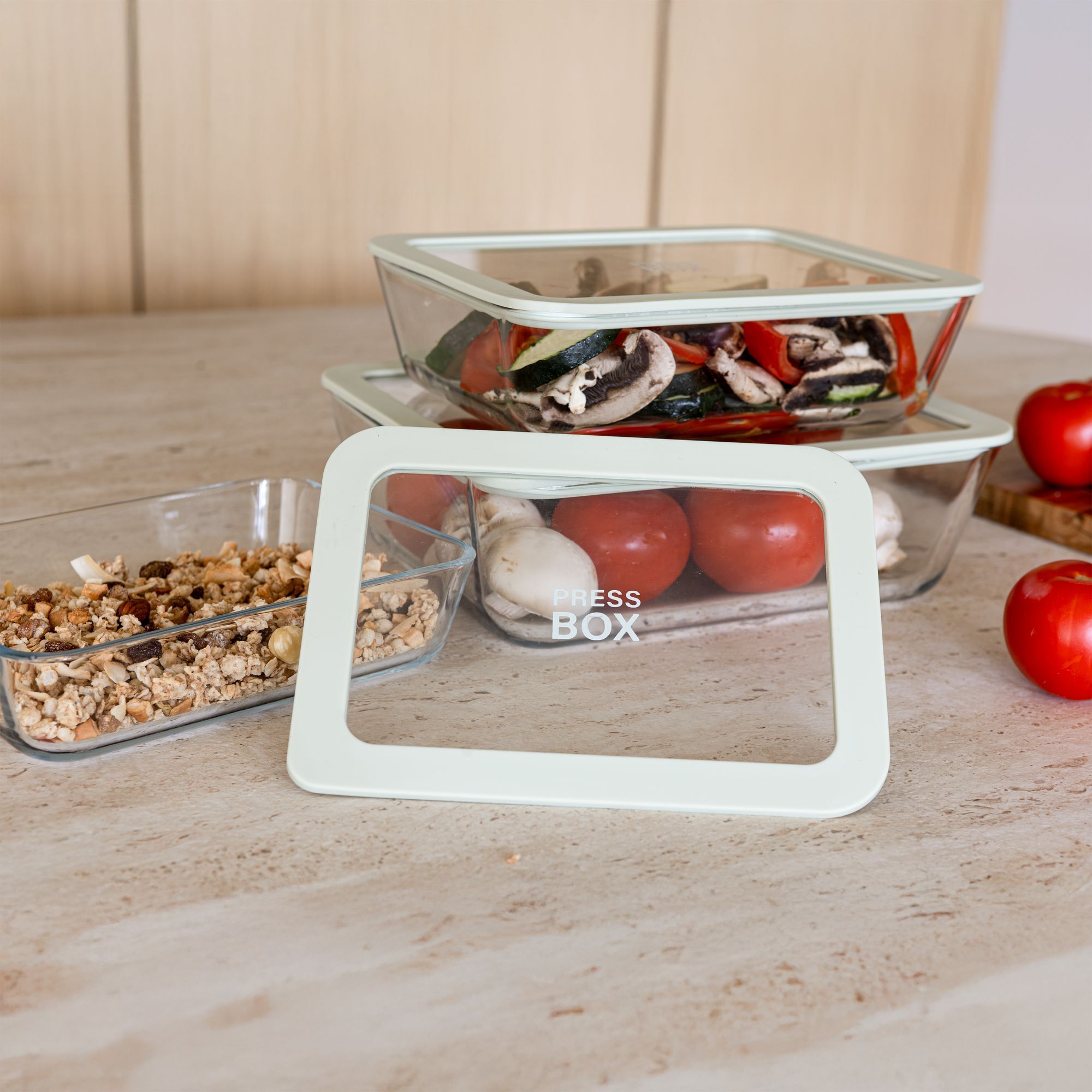 Boîte hermétique rectangulaire verte 1,5L PRESSBOX