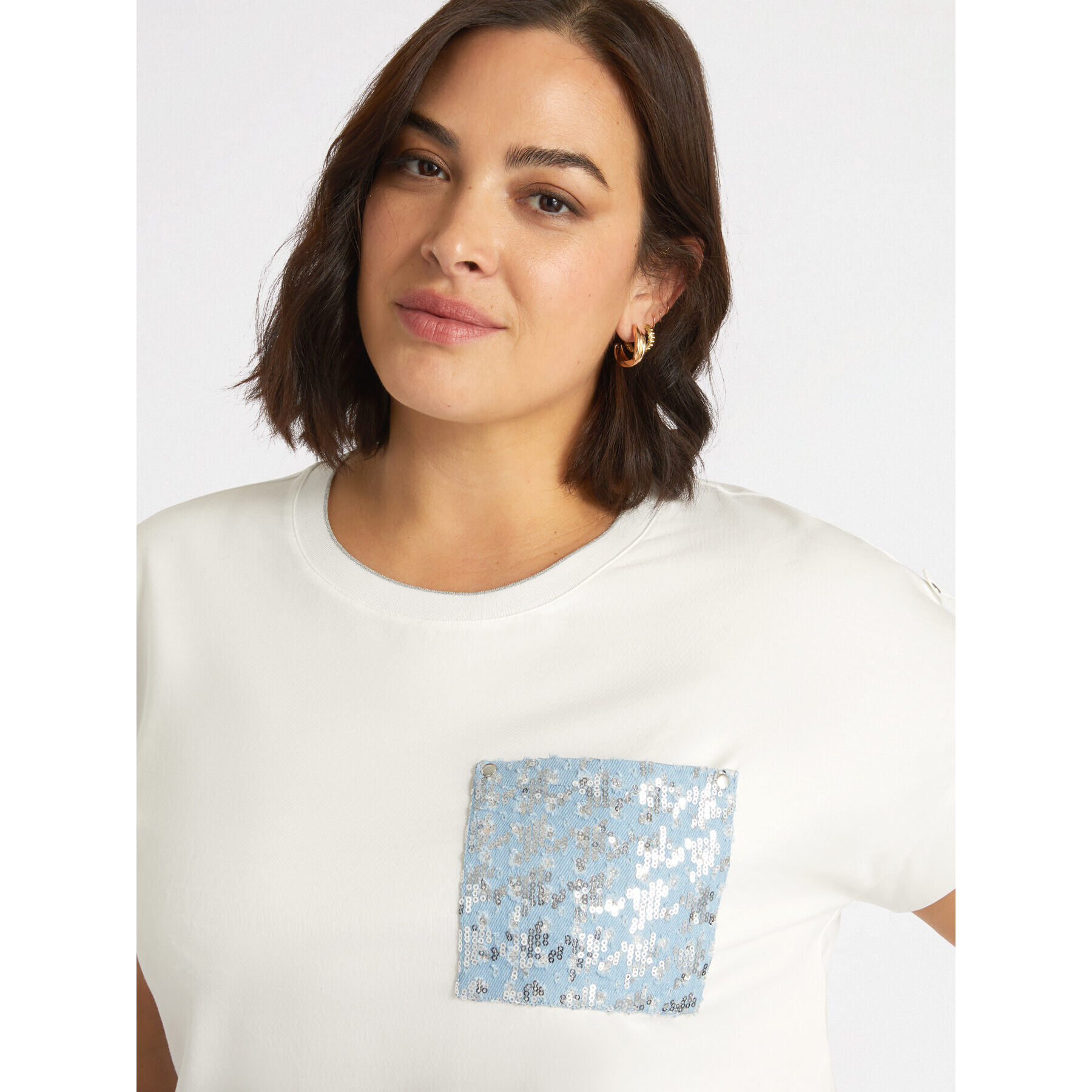Fiorella Rubino - Camiseta con bolsillo bordado - Blanco