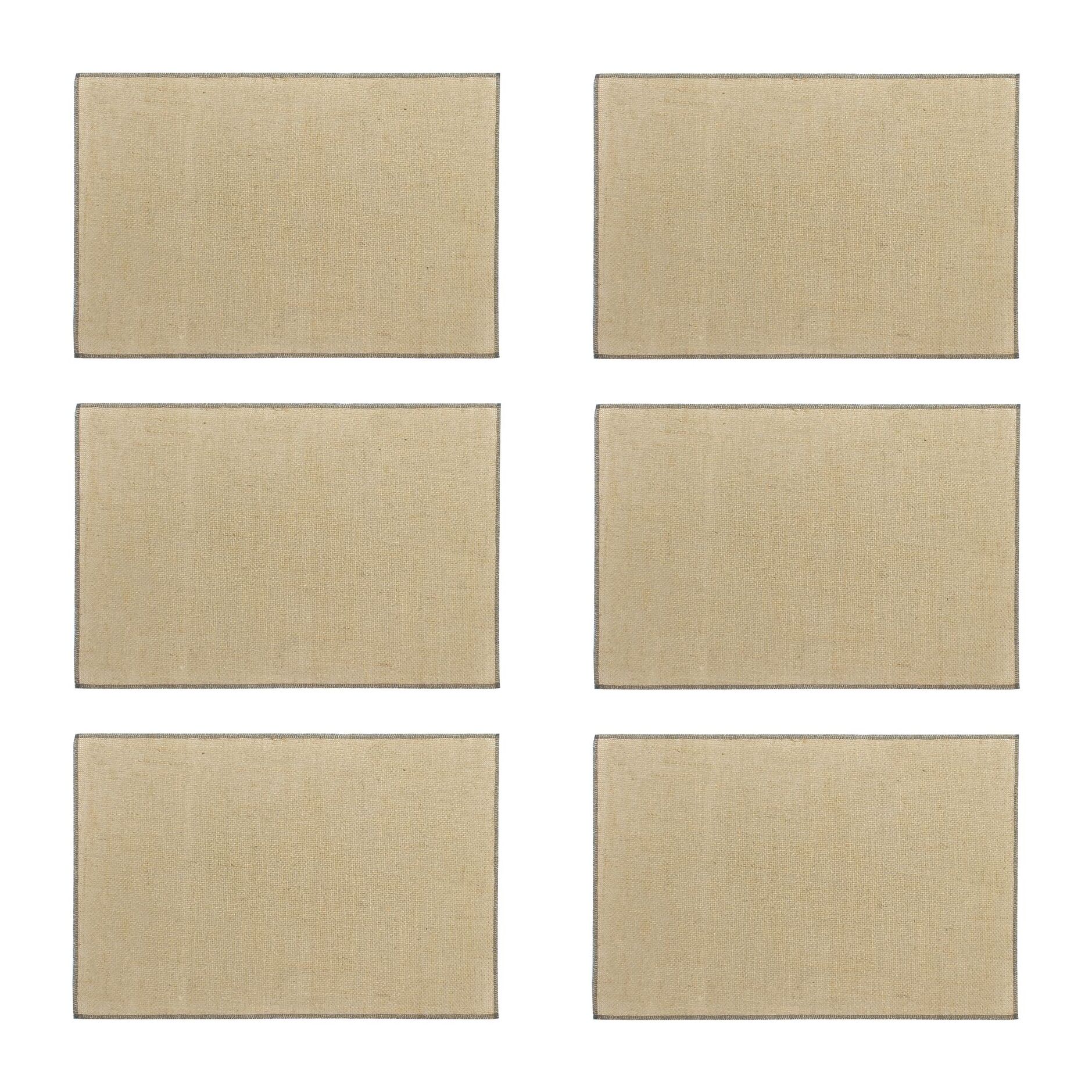 Lot de 6 sets de table en jute et contour gris 45x30cm