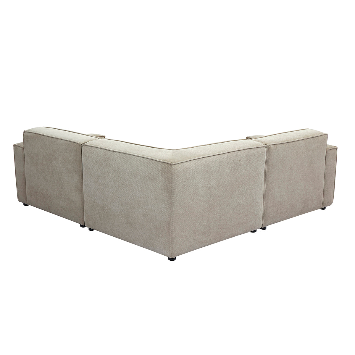 Canapé d'angle modulable 3 places en tissu effet velours texturé beige SPLIT