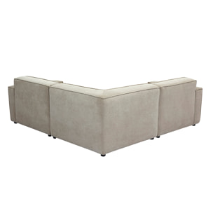 Canapé d'angle modulable 3 places en tissu effet velours texturé beige SPLIT