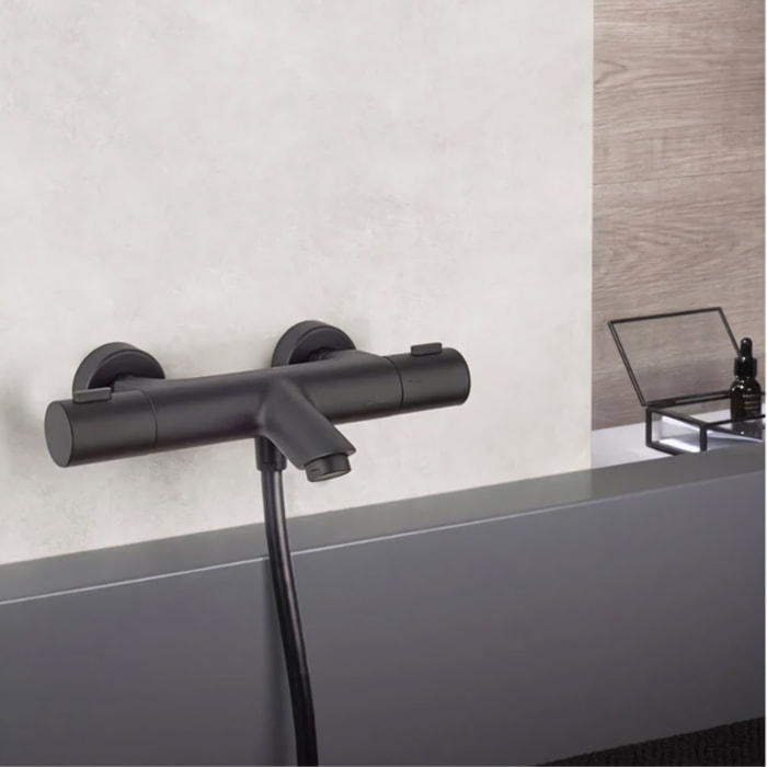 Mitigeur bain douche thermostatique PAINI Ruby + Minikit douchette 3 jets rond Ruby Noir mat