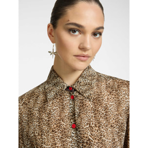 Elena Mirò - Camisa con estampado animal - Marrón