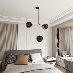 Lampada a sospensione MOTIF in acciaio nero con paralumi effetto marmo