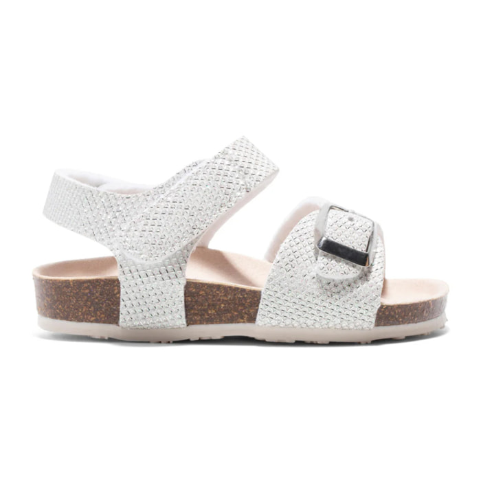Sandalias Abiertas con Cierre de Hebilla en Blanco