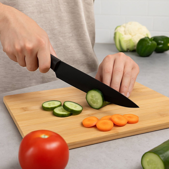 set de cuchillos de 5 piezas con mango de pp y hoja de acero coloreado - incluye cuchillo para pelar, multiusos, carne, pan y chef