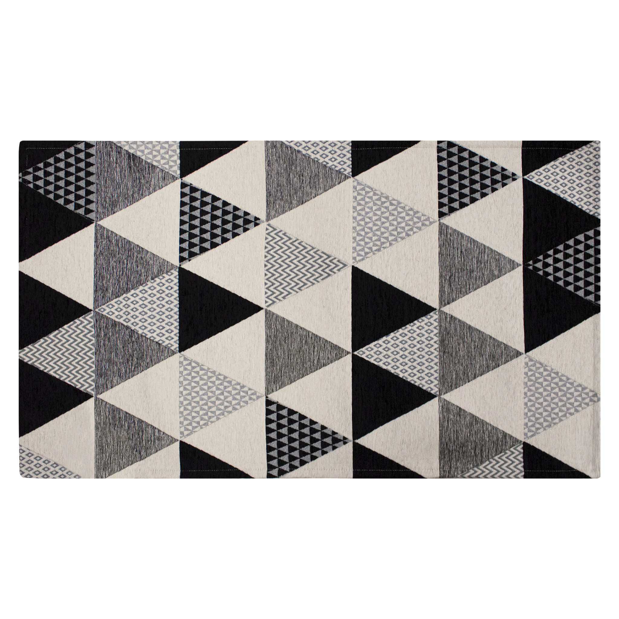 TAPPETO ARREDO TRIANGOLI NERO CON FONDO ANTISCIVOLO