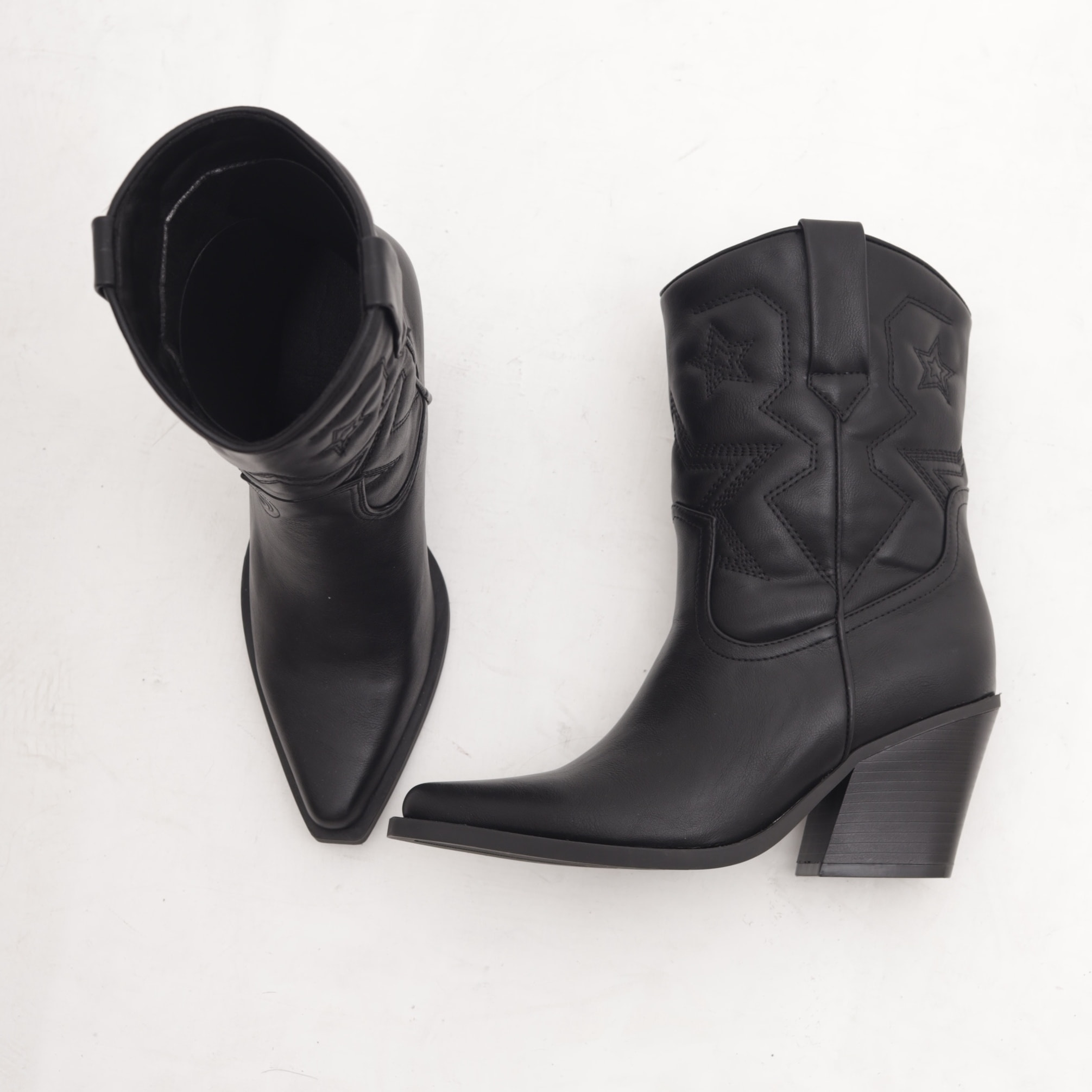 STIVALETTO TEXANO RICAMO STARS NERO