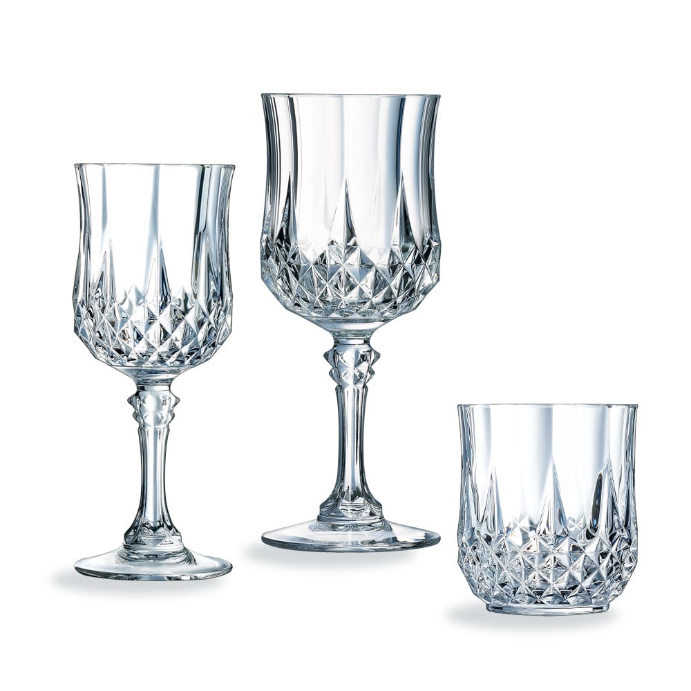Ensemble 18 verres à pied et verres à eau Longchamp - Cristal d'Arques
