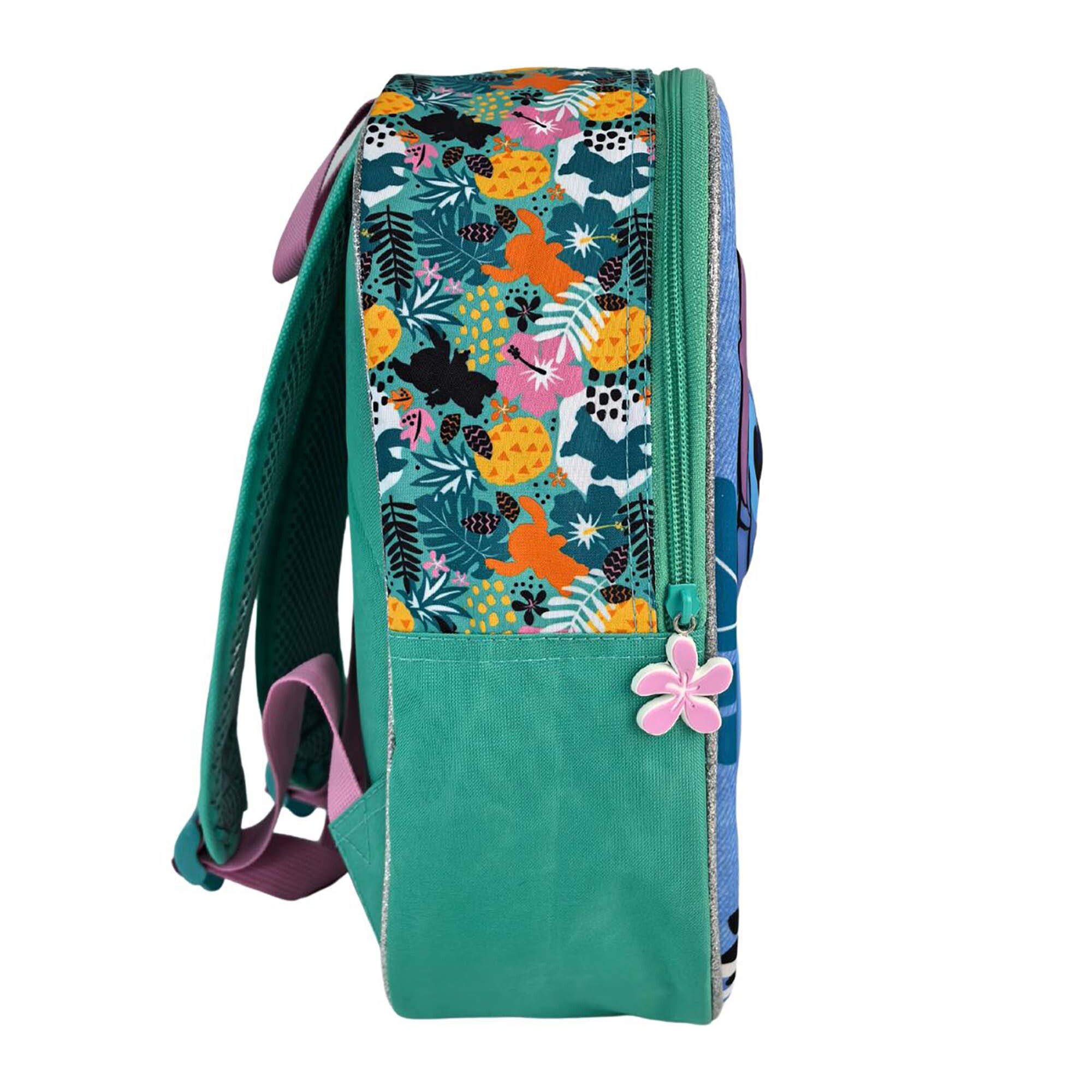 Stitch Tropical Zaino Prescolare 3D. Tasca laterale. Schienale imbottito.