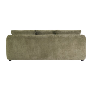Canapé convertible déhoussable 3-4 places design haricot en tissu effet velours texturé vert kaki SACHA