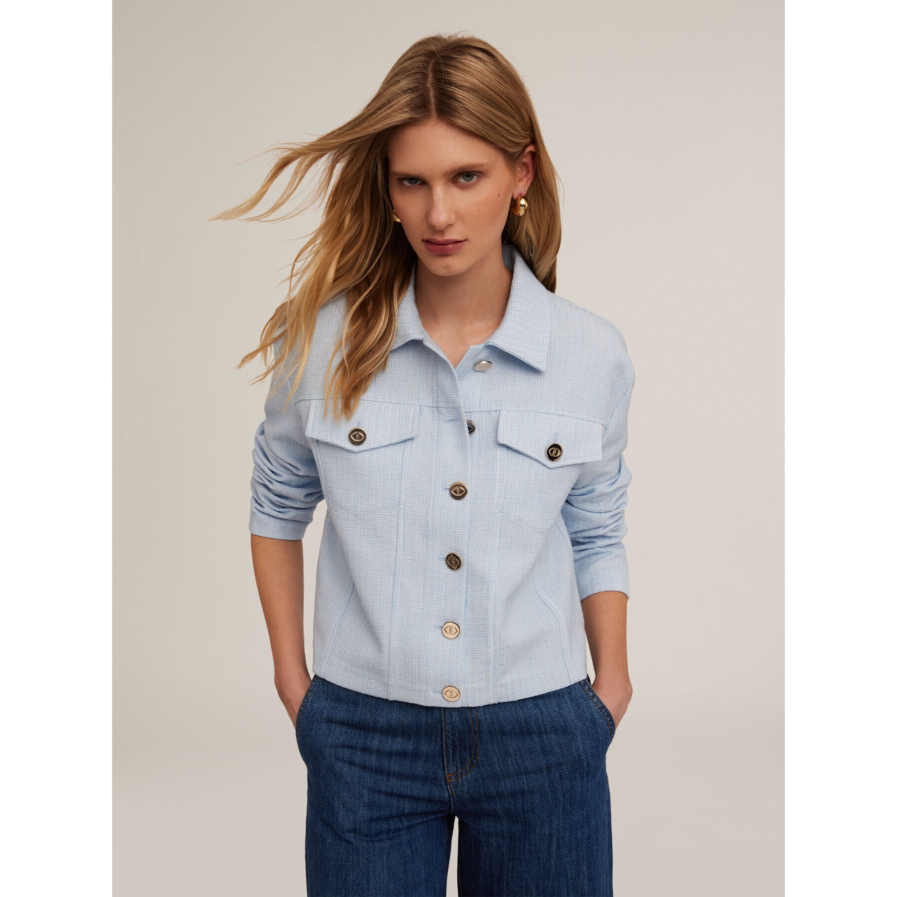 Motivi - Giacca tipo denim in tweed - Azzurro