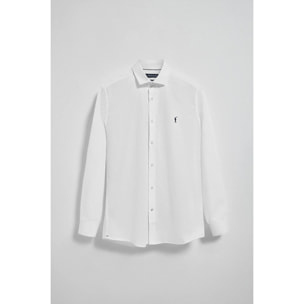 Camicia slim in popeline bianca con logo Rigby Go ricamato