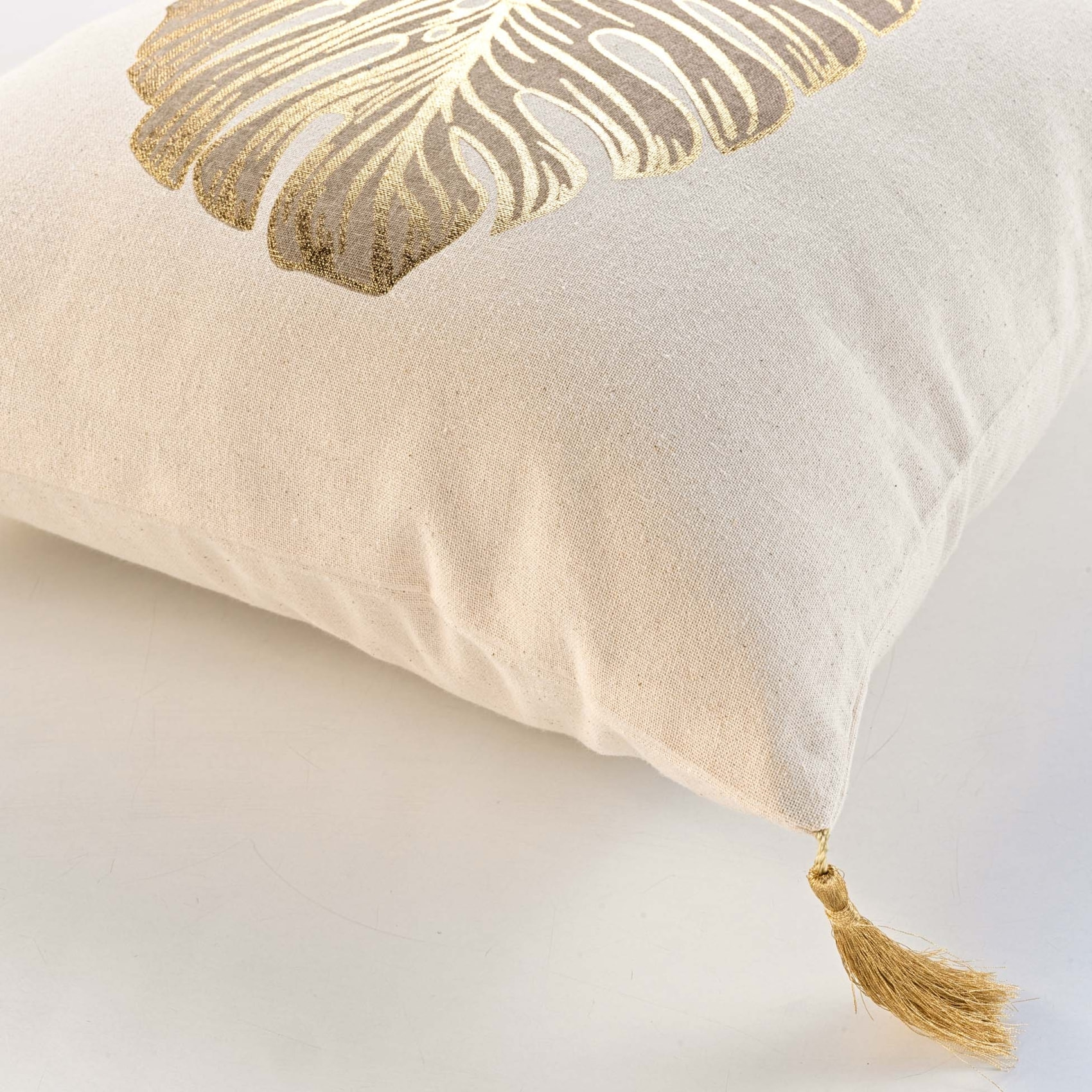 Coussin en coton au style nature dorée - Naturel