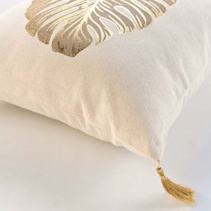 Coussin en coton au style nature dorée - Naturel