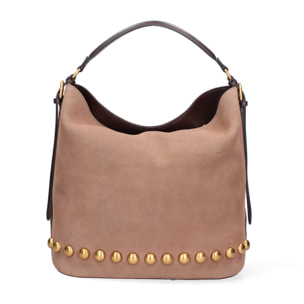 Borsa a spalla da donna Made in Italy - Modello Seraphina Plus - Pelle scamosciata - 31.0 x 31.0 x 15.0 cm