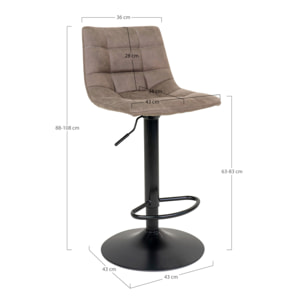 Set 2 sgabelli da bar Middelfart in microfibra marrone chiaro con gambe nere