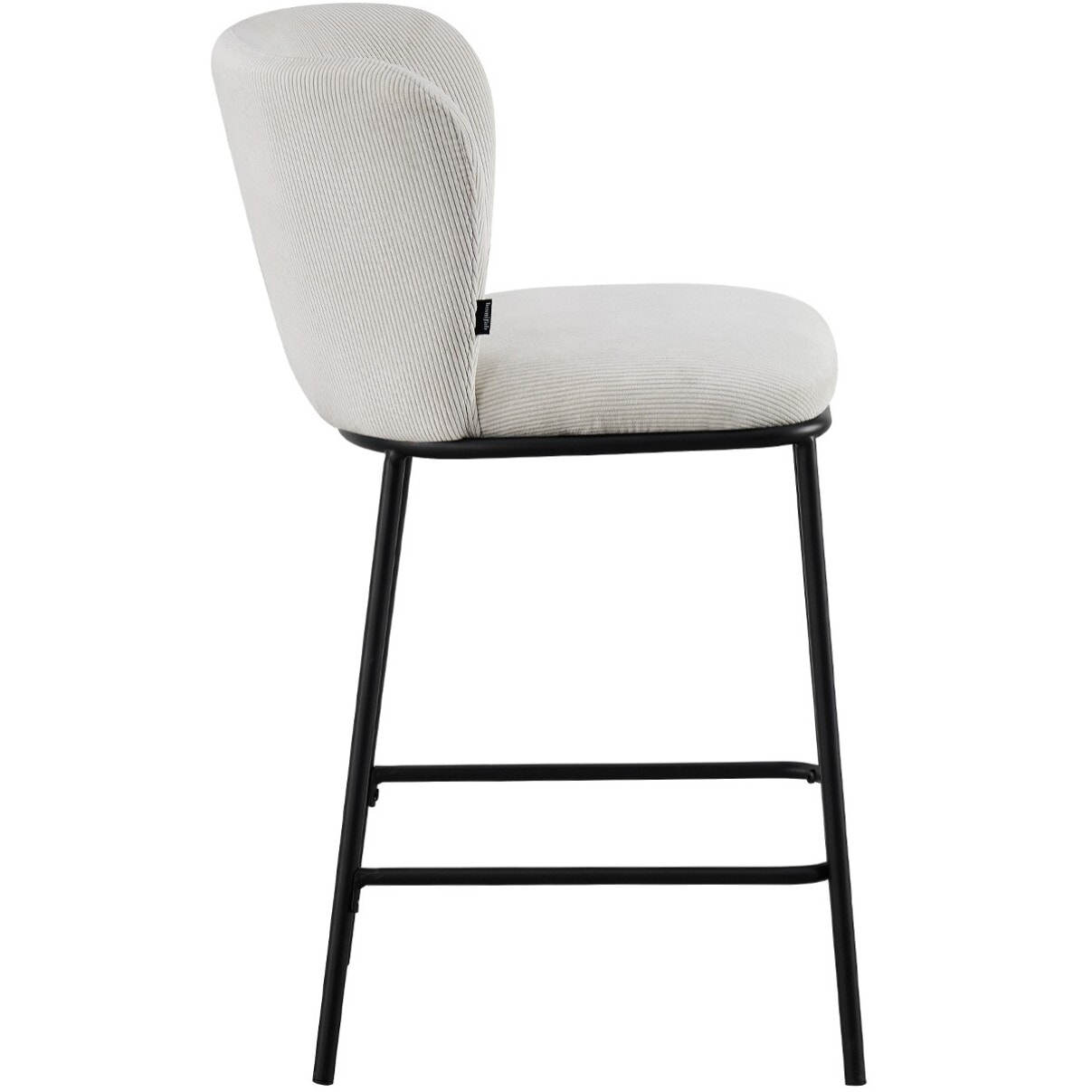 Lot de 2 tabourets de bar en velours côtelé, piètement noir - TOMA