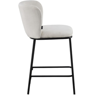 Lot de 2 tabourets de bar en velours côtelé, piètement noir - TOMA