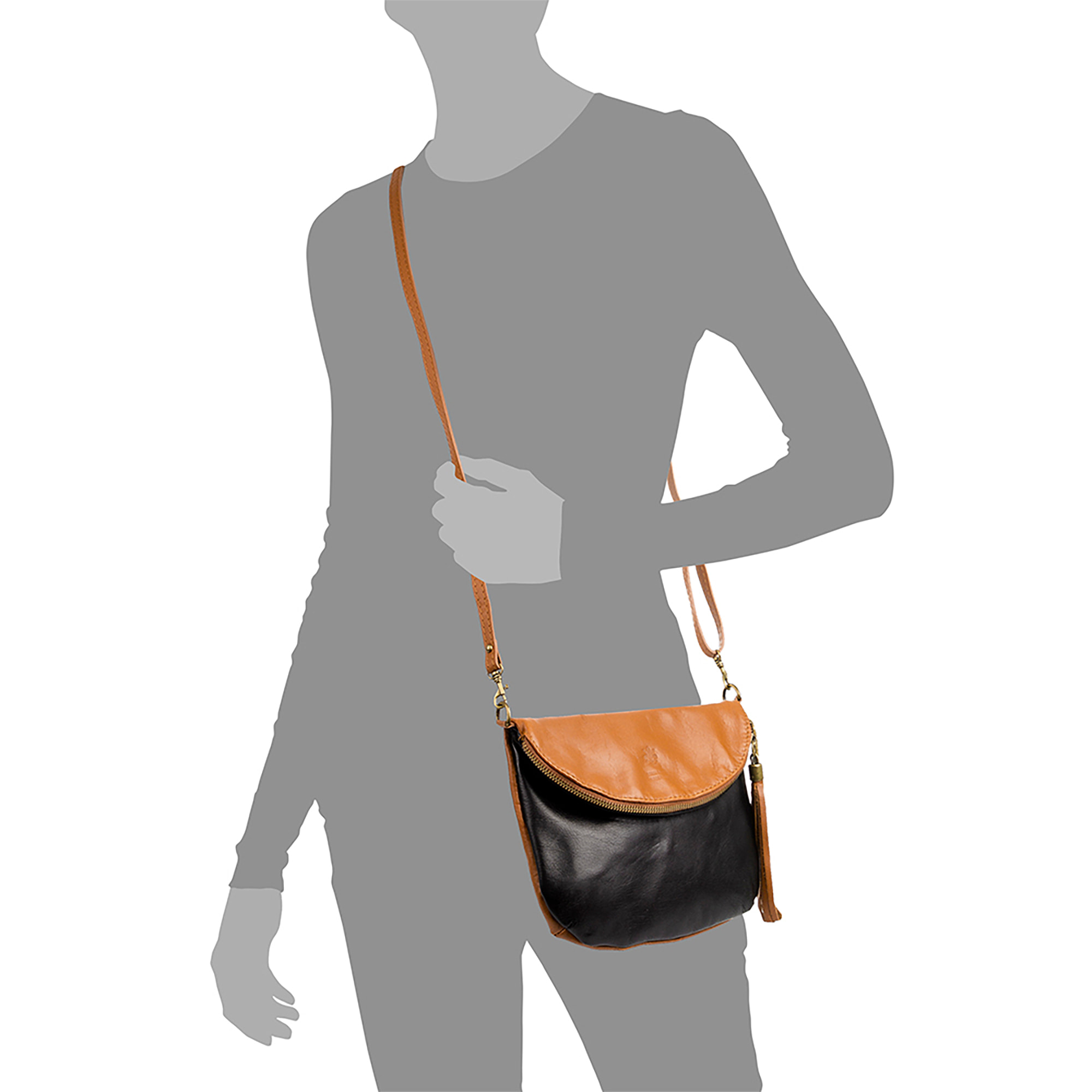 FIRENZE ARTEGIANI Borsa a Spalla da Donna Ancona Vera Pelle Sauvage Made in Italy 21,5x4x17 Cm. Colore nero