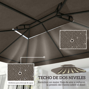 Techo de Repuesto para Cenador, 4x3 m, Cubierta de Repuesto con Techo Doble, 10 Orificios de Drenaje y Protección UV, SOLO Toldo de Recambio para Pabellón Gazebo, Marrón