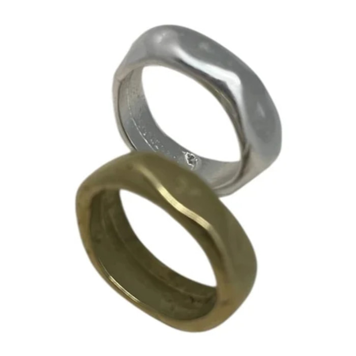 Pack anillos Tuerca mix plata-oro T-13