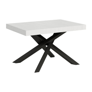 Table extensible 90x130/390 cm Volantis Frêne Blanc cadre Anthracite