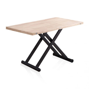 Mesa de centro elevable extensible Katia Negro - Roble