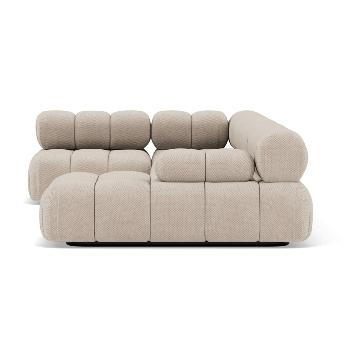 Ruby - canapé panoramique modulable d'angle gauche 7 places en velours texturé - Beige