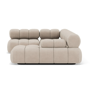 Ruby - canapé panoramique modulable d'angle gauche 7 places en velours texturé - Beige
