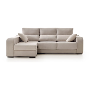 Sofá Chaiselongue Zafiro 3 Plazas Tela Antimanchas Izquierda Color Beige