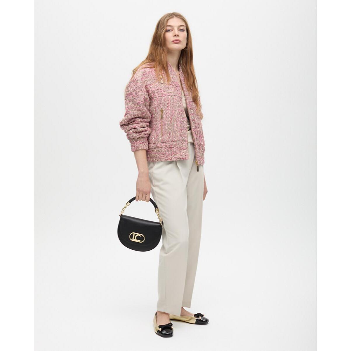 Bomber in Tweed con Tasche con Zip