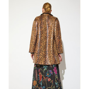 Cappotto con stampa leopardata e finiture in PU