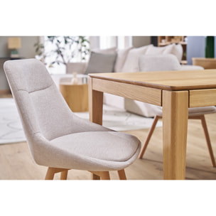 Chaises en tissu effet velours texturé beige et bois clair (lot de 2) ALESS