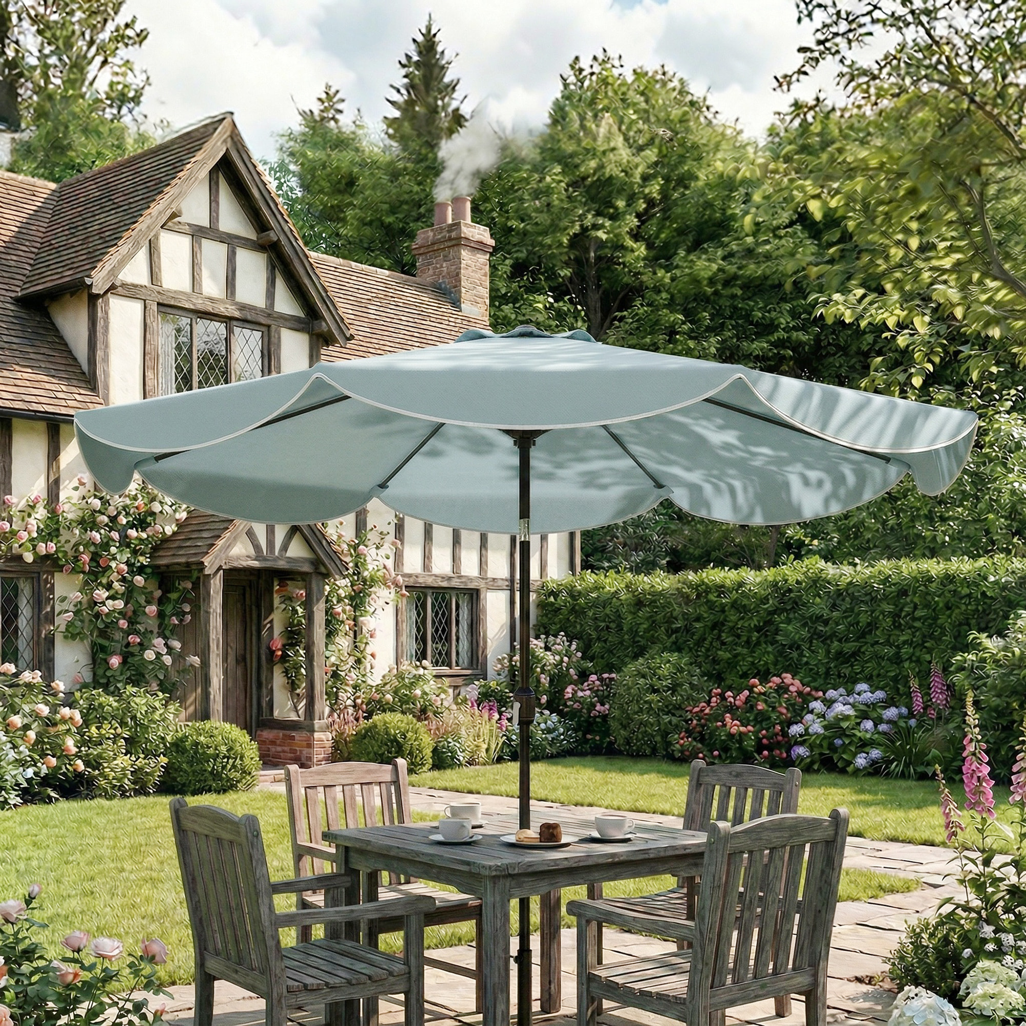 Parasol inclinable dia.265cm métal bleu