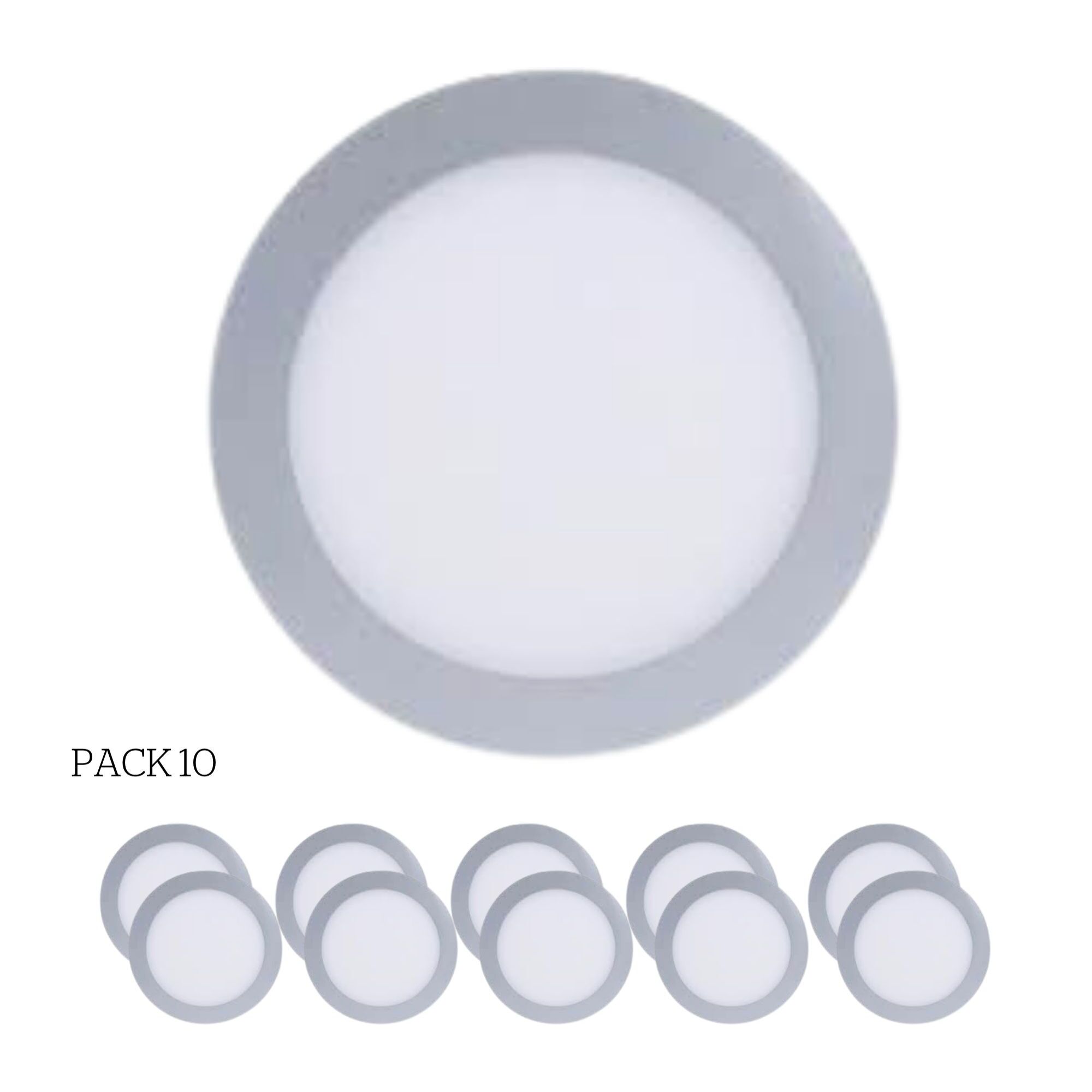 FORLIGHT Easy Circular - 10 Downlights con LED integrado 6000K para iluminar hacia abajo ON/OFF ø22,5cm Color Gris
