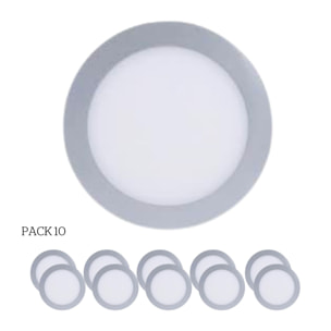 FORLIGHT Easy Circular - 10 Downlights con LED integrado 6000K para iluminar hacia abajo ON/OFF ø22,5cm Color Gris