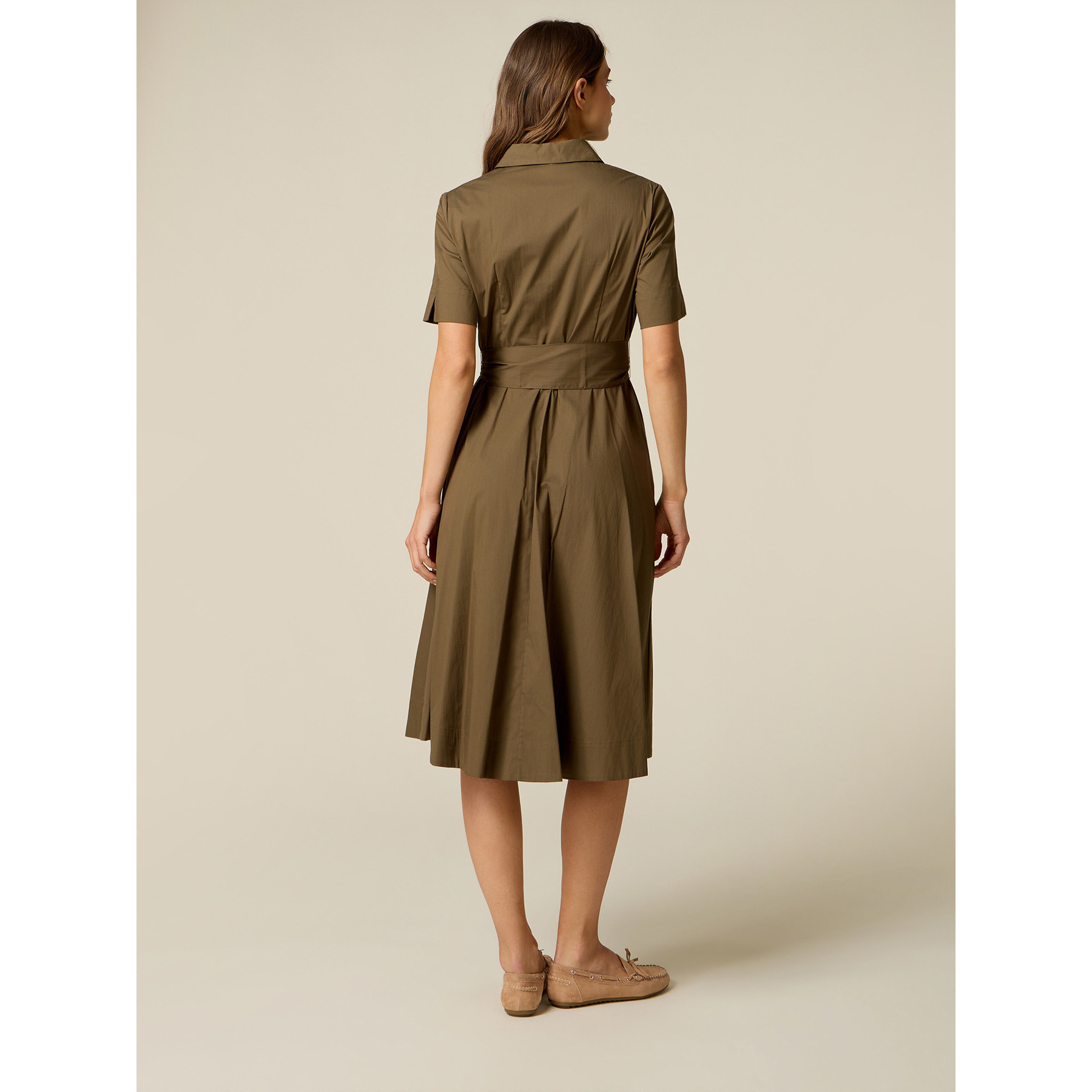 Oltre - Vestito chemisier in popeline - Verde militare