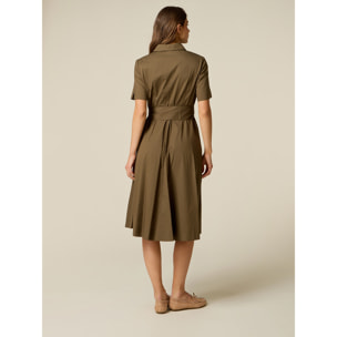 Oltre - Vestito chemisier in popeline - Verde militare