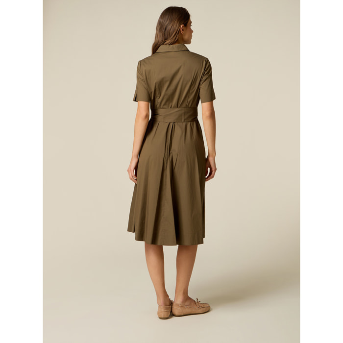 Oltre - Vestito chemisier in popeline - Verde militare
