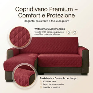Copridivano 2 posti con penisola impermeabile e antimacchia, telo protettivo con braccioli adattabile a penisola destra e sinistra, vestibilità pratica e versatile, protegge da liquidi e sporco, facile da lavare, ideale per uso quotidiano