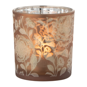 J-Line photophore Fleurs - verre - brun/argent - small