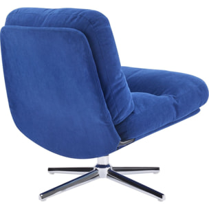 Fauteuil pivotant en velours cotelé et piètement chromé - JULIA