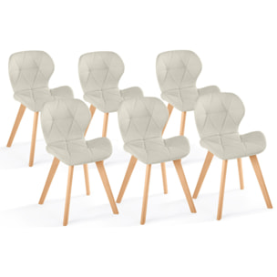 Chaises Gatsby en tissu et pieds bois - Beige