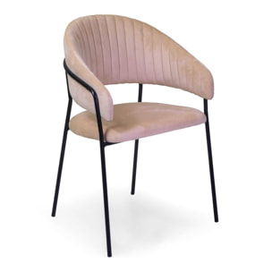 Poltrona Chloe Vacchetti in velluto crema con struttura nera cm59x51h83,5