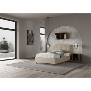 Letto una piazza e mezza contenitore imbottito 120x210 similpelle tortora Annalisa Large