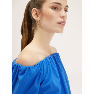 Motivi - Blusa con escote elástico y hombros descubiertos - Azul aciano